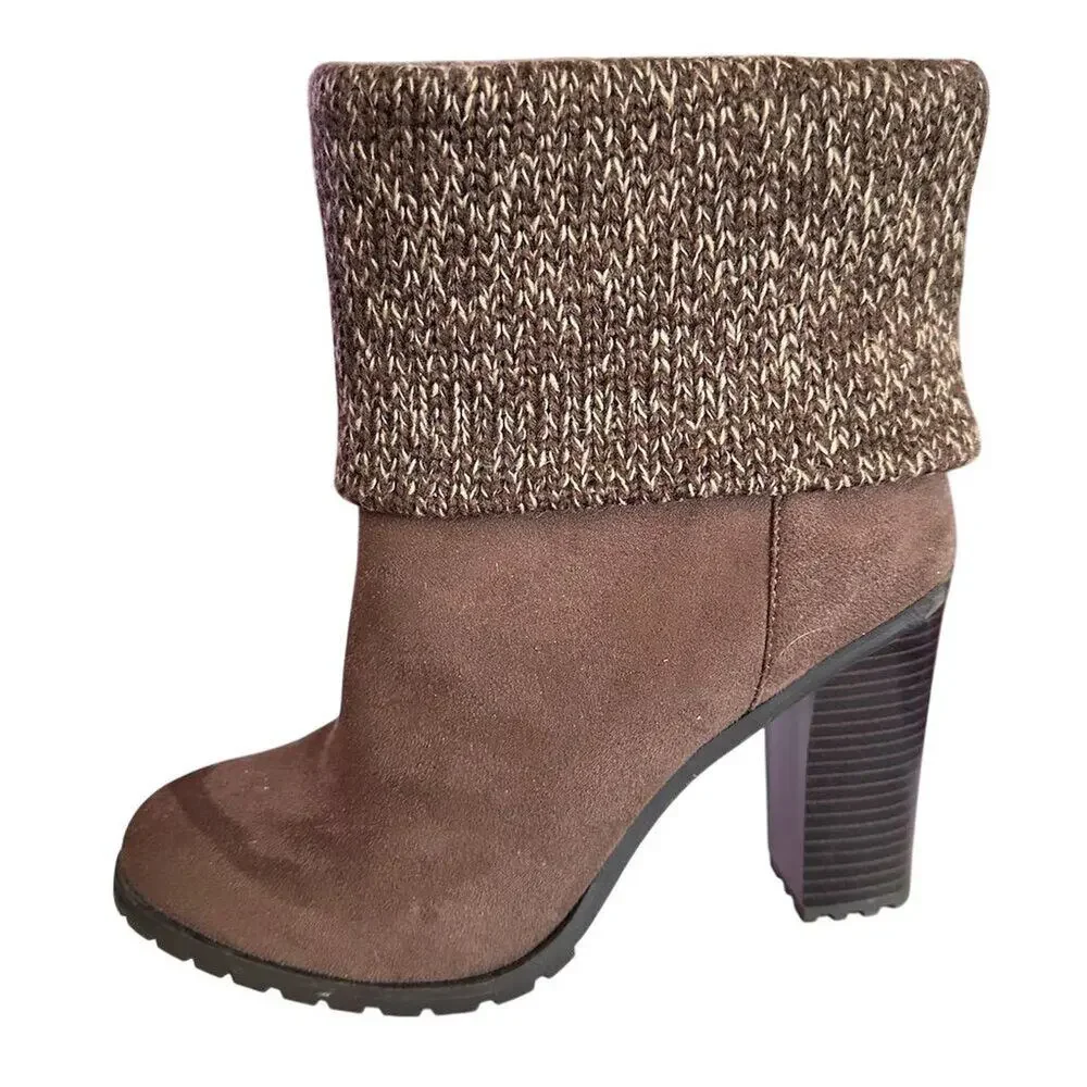 Leila Stone Jarae Women's‎ Brown Ankle Bootie Heel Size 8.5 Casual Block Heel - Picture 4 of 12